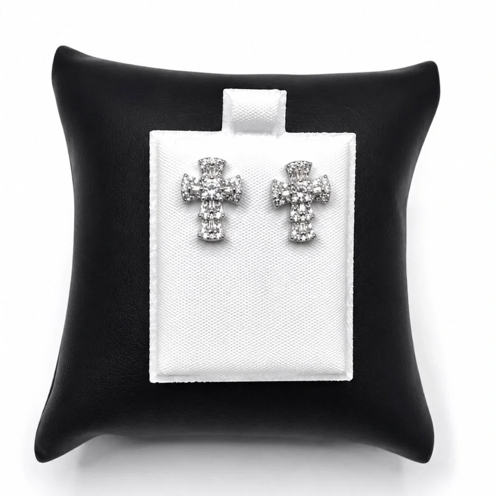 925 Sterling Silver 1.50CTW MOISSANITE Cross Push Back Earrings